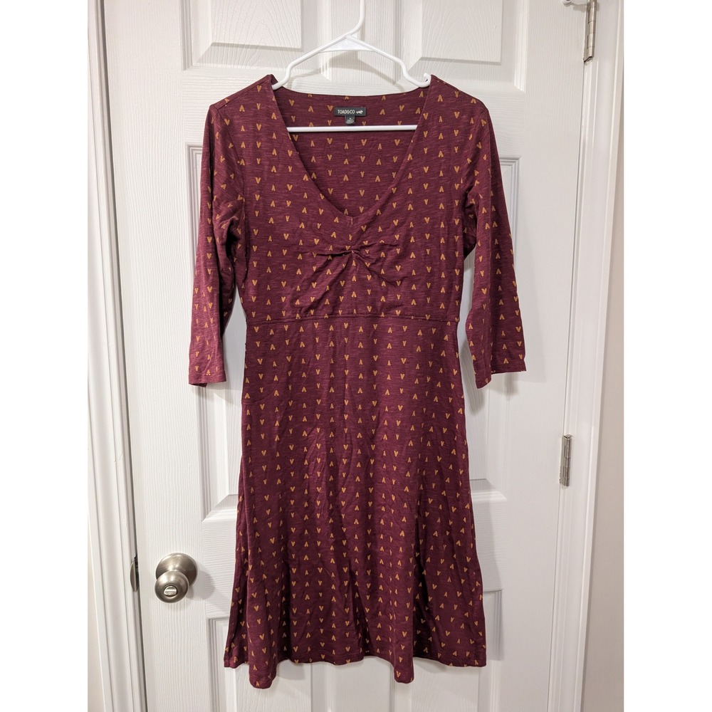 Toad & Co, Women's Small Rosalinda Dress, A-Line,‎ 3/4 Sleeve, Heart Pattern